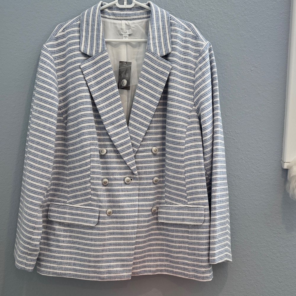 J. Jill White and Blue Striped Blazer